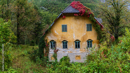 old abandoned house, Bavšica Valley in Triglav National Park, Bovec, Julian Alps. Slovenia, Central Europe