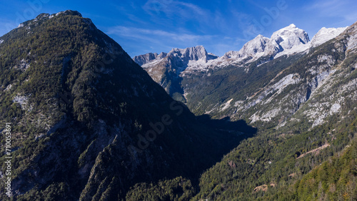 Mount Jalovec 2 645 m. from Vr  i   road  julian alps  Slovenia  Central Europe 