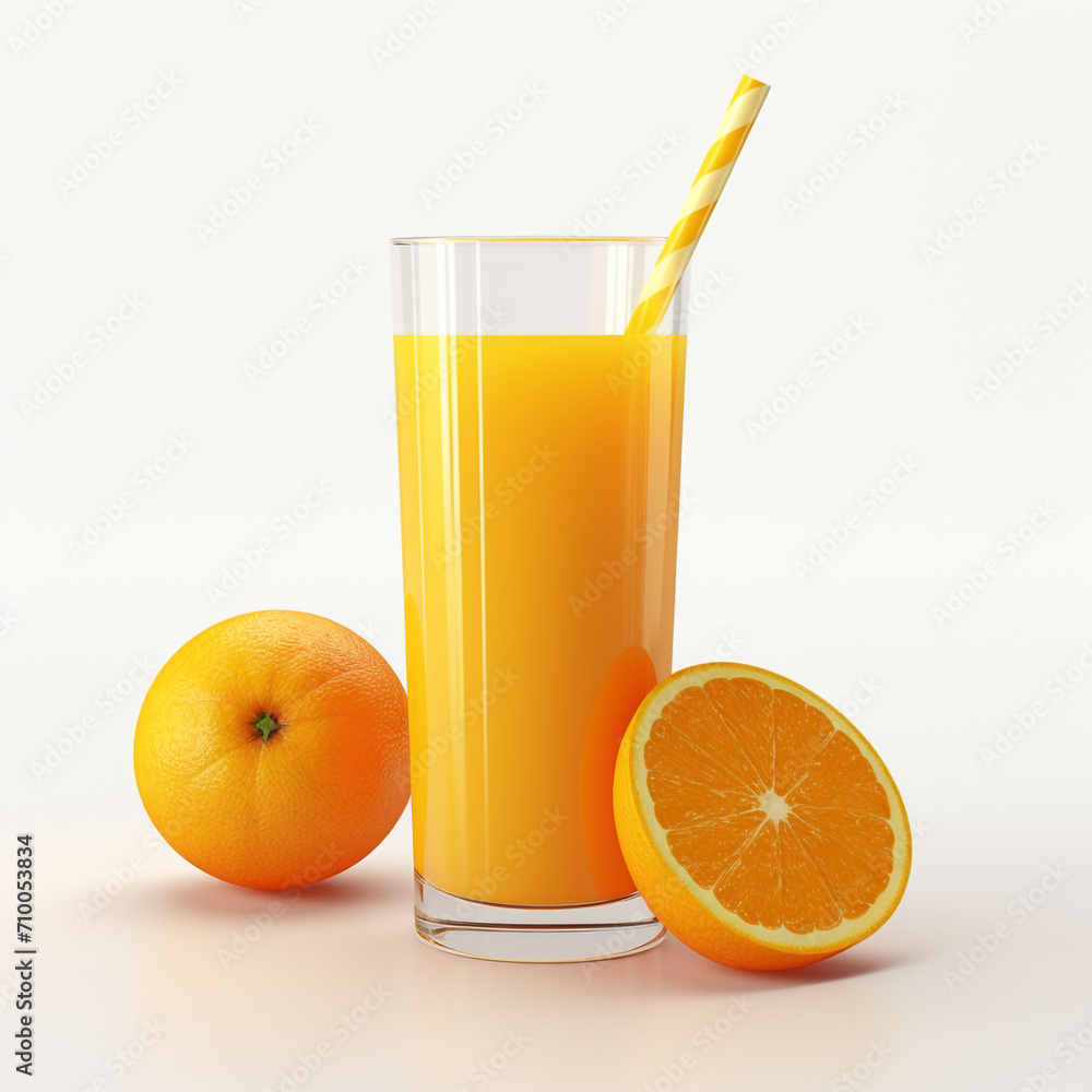 a glass of orange juice, white background created with Generative Ai a glass of orange juice, white background created with Generative Ai