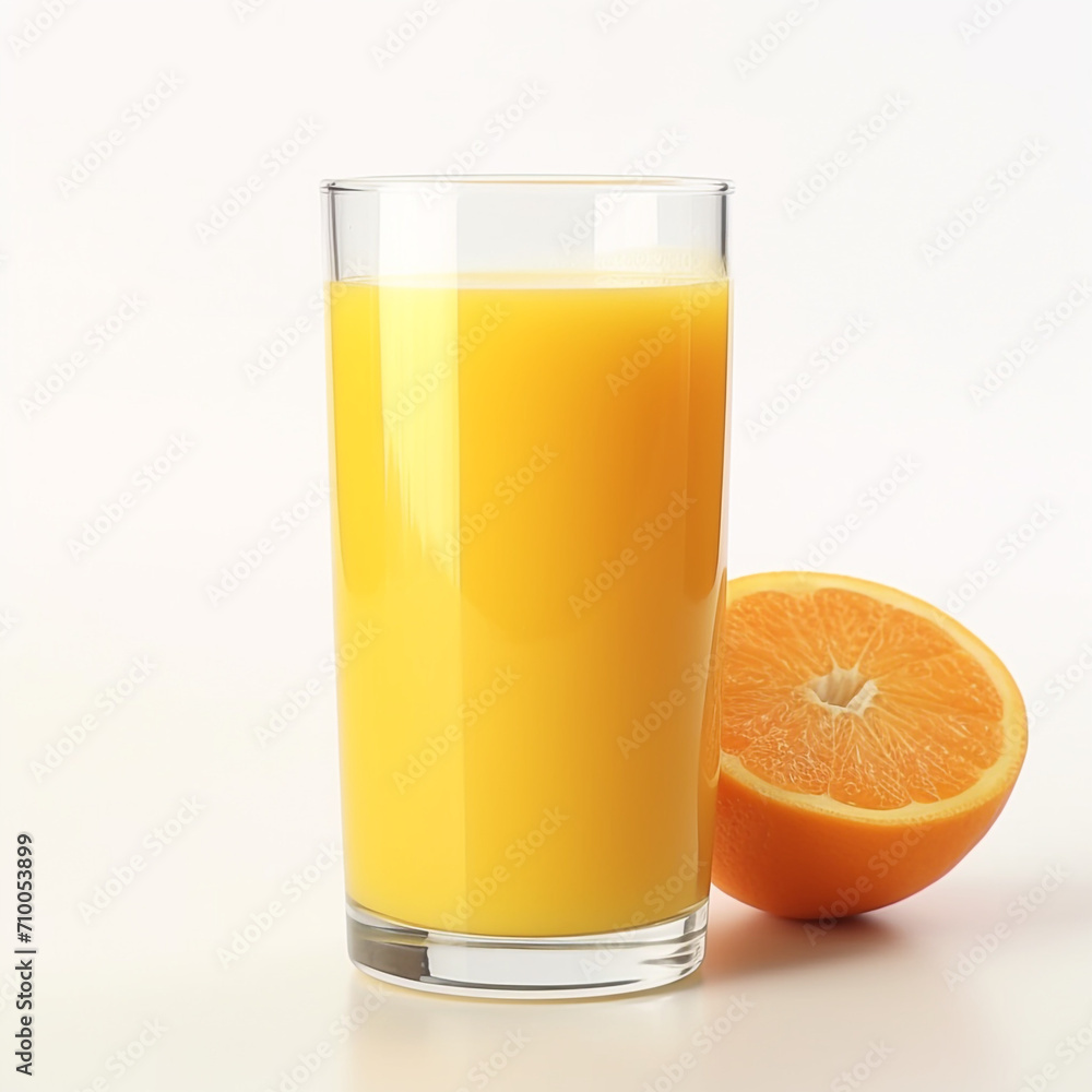 a glass of orange juice, white background created with Generative Ai