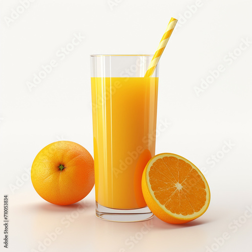 a glass of orange juice  white background created with Generative Ai