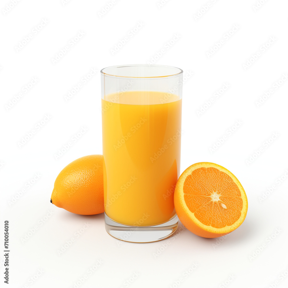 a glass of orange juice, white background created with Generative Ai a glass of orange juice, white background created with Generative Ai