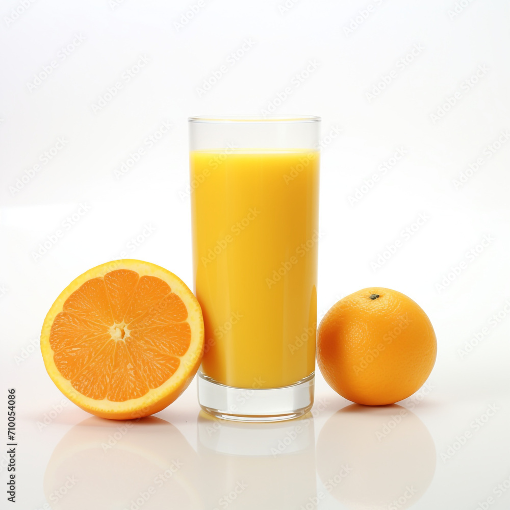 a glass of orange juice, white background created with Generative Ai a glass of orange juice, white background created with Generative Ai