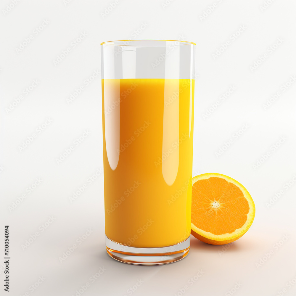 a glass of orange juice, white background created with Generative Ai a glass of orange juice, white background created with Generative Ai