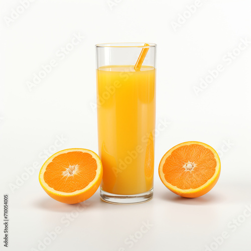 a glass of orange juice, white background created with Generative Ai