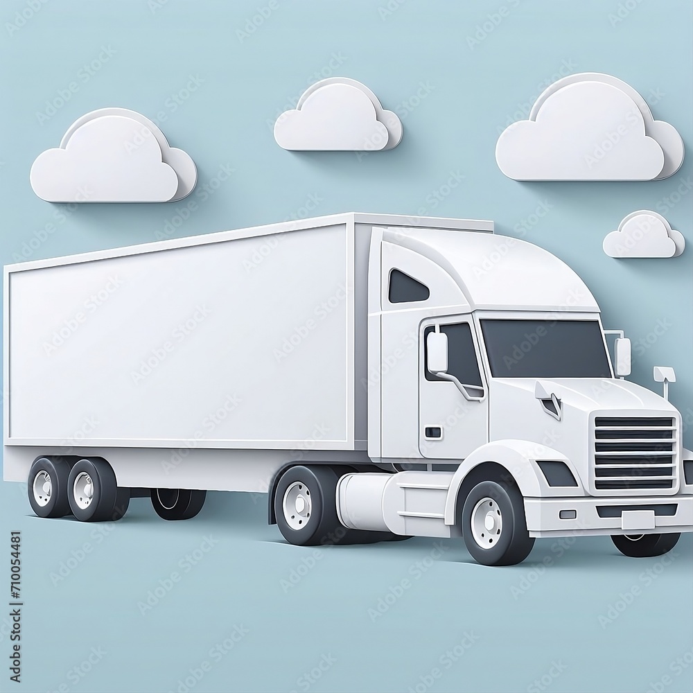 white cargo truck with a white blank empty trailer Vector Design Illustration for Background created with generative ai