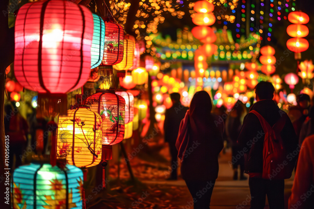 Nightlife on the street during lantern festival 