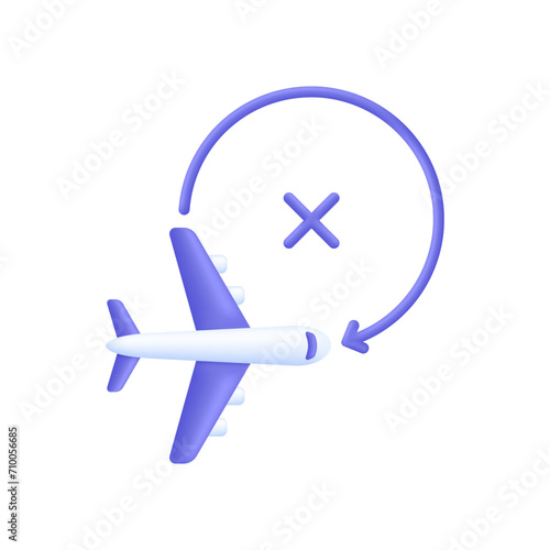 3D Flight status concept icons. Canceled icon. Concept of information icon for airline or terminal board. Travel icon