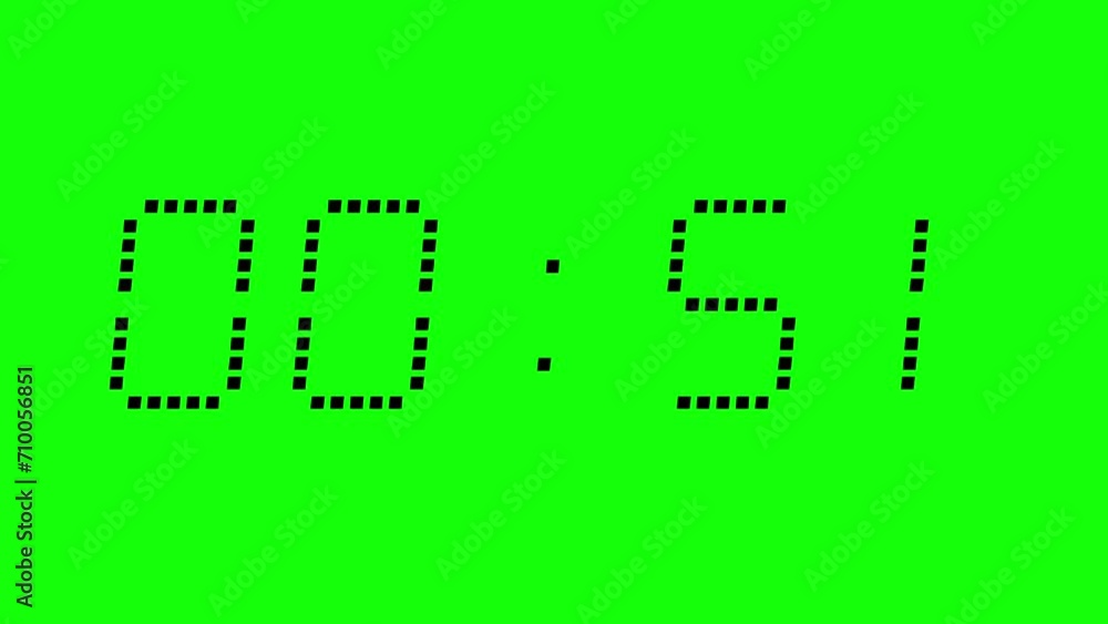 Countdown from one minute to zero on a green screen. Runs in double speed, can easily be slowed down. Countdown from one minute to zero on a green screen. Runs in double speed, can easily be slowed down.