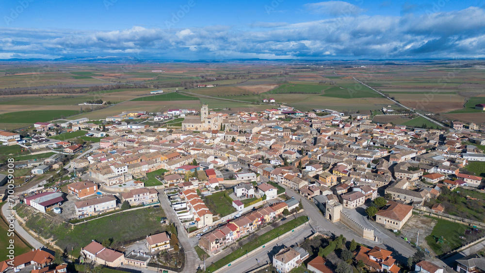 Fototapeta premium Panoramic aerial view of Sasamon, Burgos