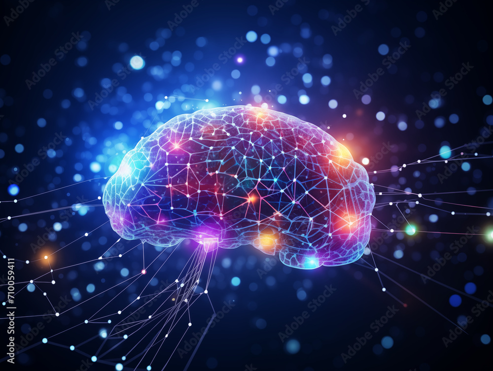 Colorful Digital Brain Wireframe Colorful Digital Brain Wireframe