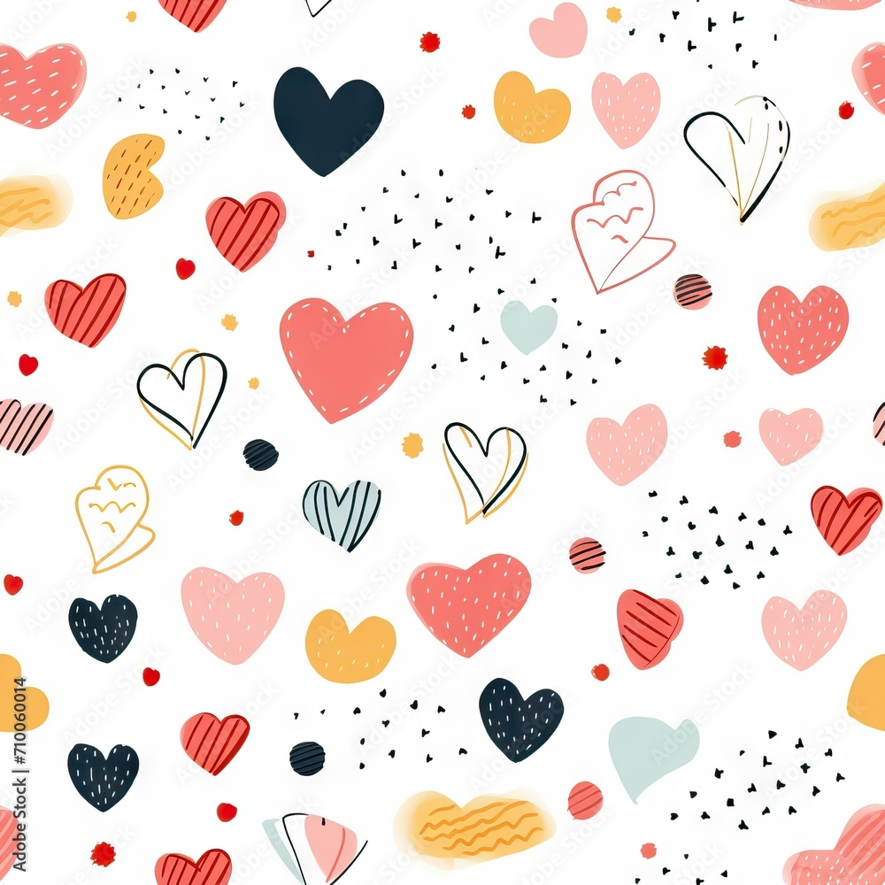 Seamless pattern simple doodle hearts on a white background retro style . Wrapping paper. cloth
