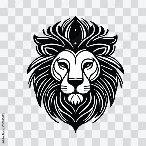 Fototapeta Naklejka Na Ścianę i Meble -  lion head portrait illustration, black color lion vector