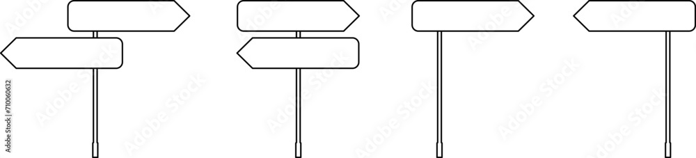 Obraz premium Signpost, direction icon isolated vector. Road traffic signs set. Board blank with place for text. Isolated information direction sign. Vector illustration