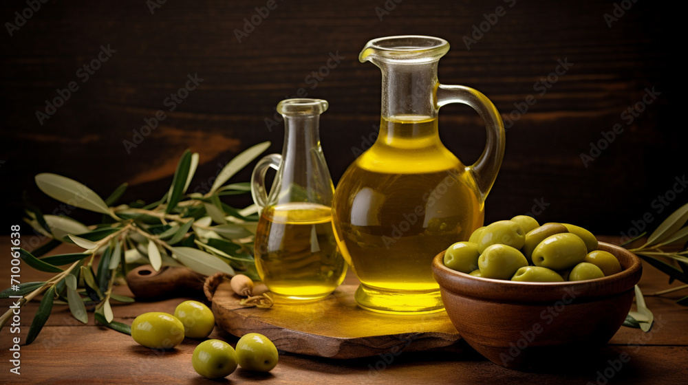 A bottle of fresh olive oil.Generative AI A bottle of fresh olive oil.Generative AI