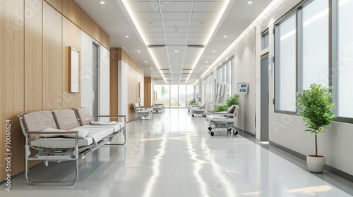 Empty corridor in modern hospital © Chingiz