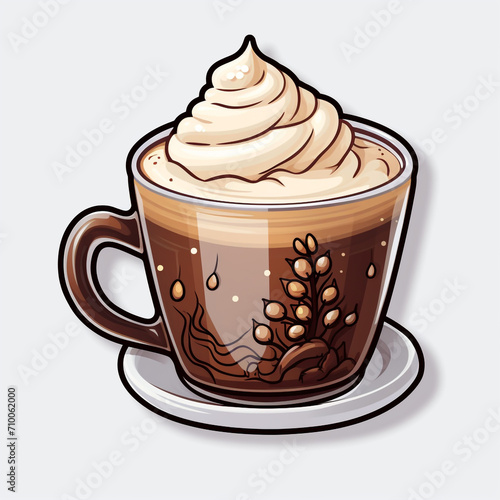 A Christmas Hot Chocolate Coffee Sticker PNG Clipart on a White Background created with Generative Ai