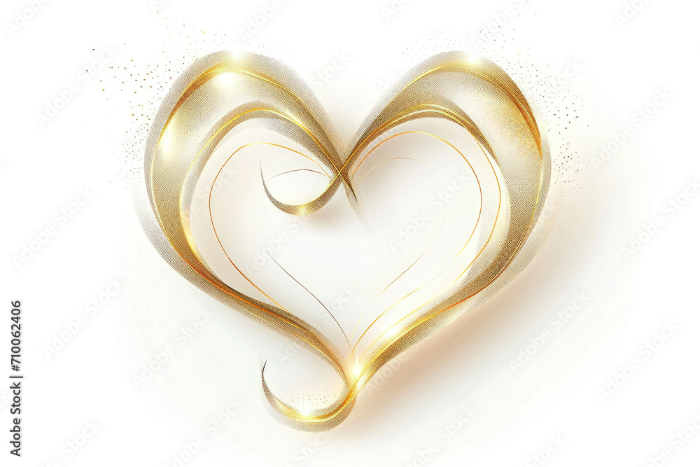 Elegant golden heart shape on white background Elegant golden heart shape on white background