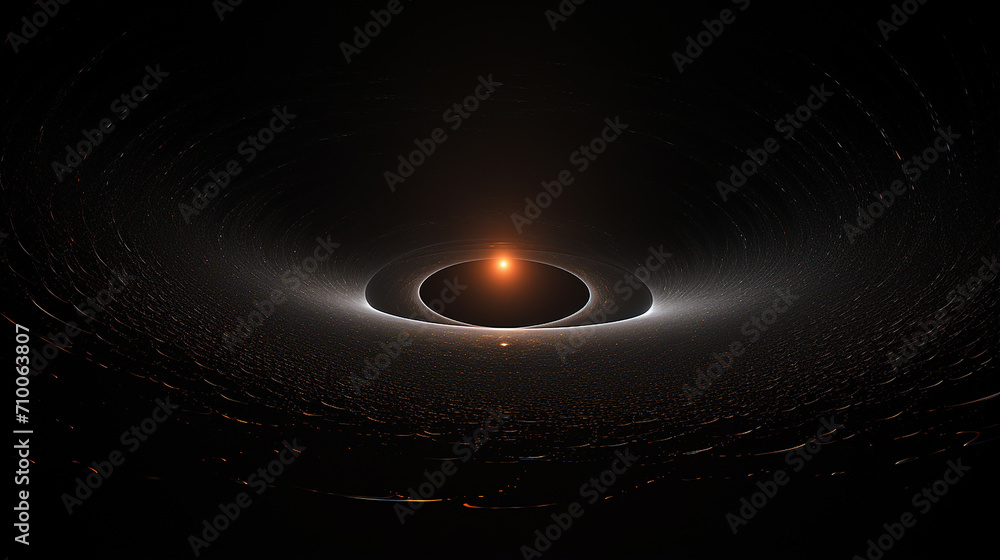 Abstract background of black hole in space luminous swirling. Elegant glowing circle.  Sparking particle. Space tunnel