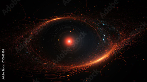 Fototapeta Naklejka Na Ścianę i Meble -  Abstract background of black hole in space luminous swirling. Elegant glowing circle.  Sparking particle. Space tunnel