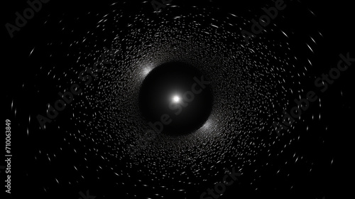 Abstract background of black hole in space luminous swirling. Elegant glowing circle. Sparking particle. Space tunnel