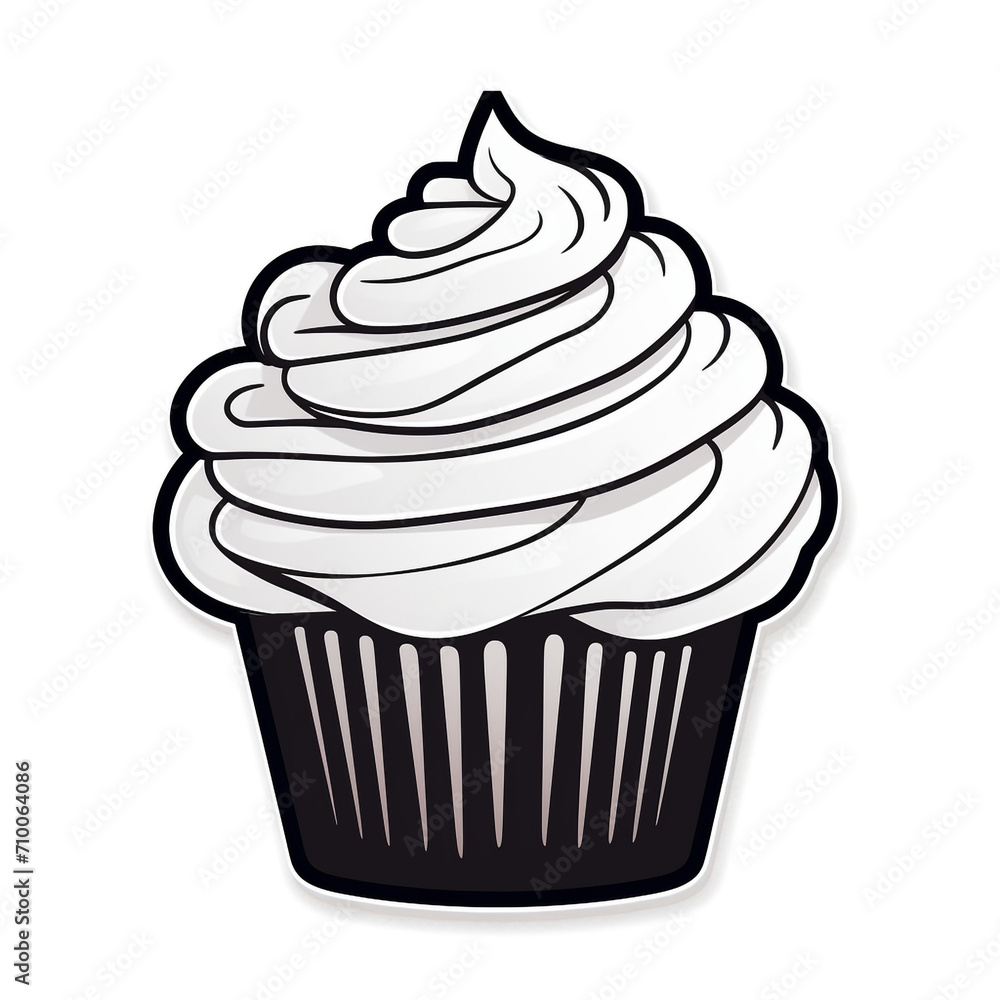 A Cupcake Sticker Clipart on a White Background created with Generative Ai A Cupcake Sticker Clipart on a White Background created with Generative Ai