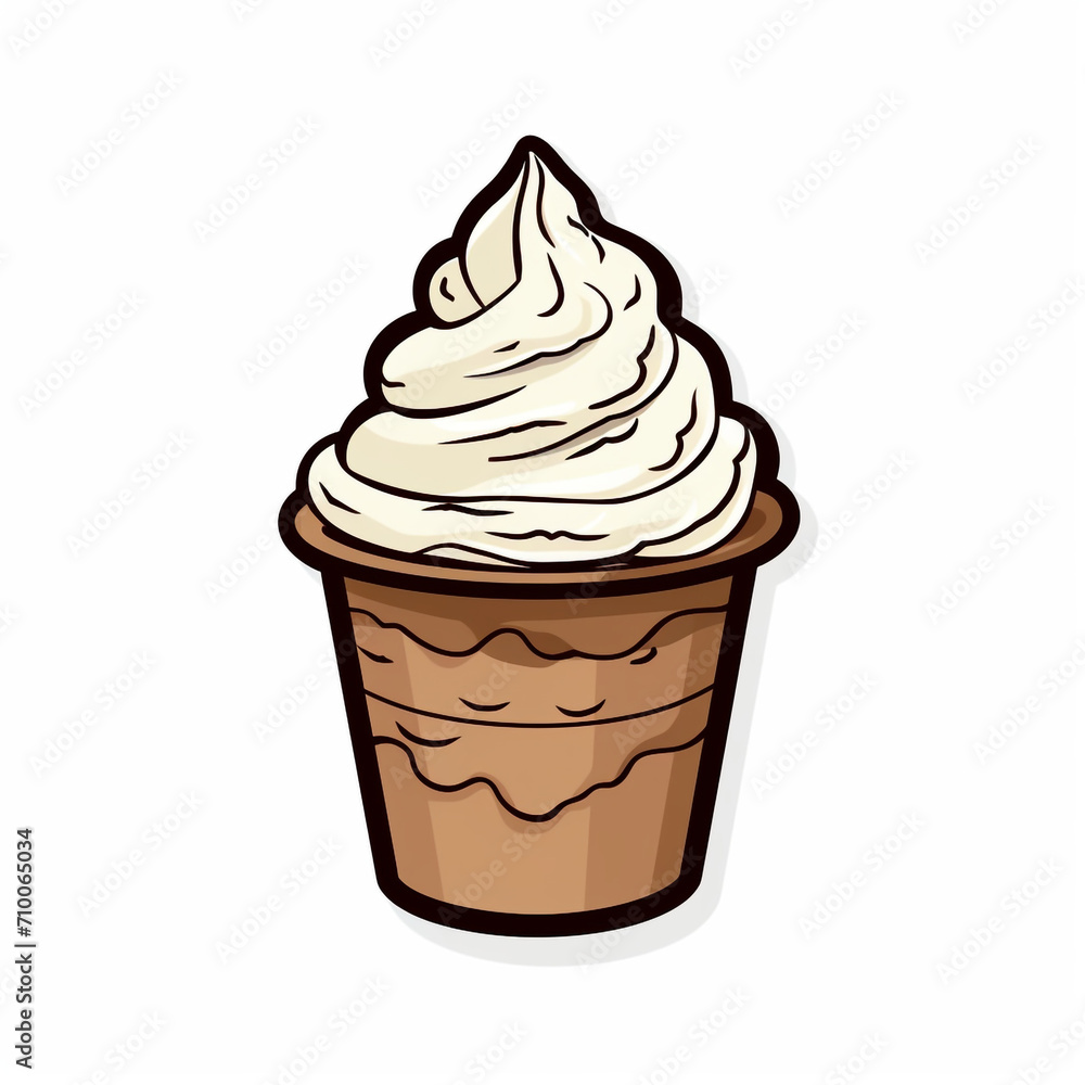 A Cup ice cream Sticker Clipart on a White Background created with Generative Ai A Cup ice cream Sticker Clipart on a White Background created with Generative Ai
