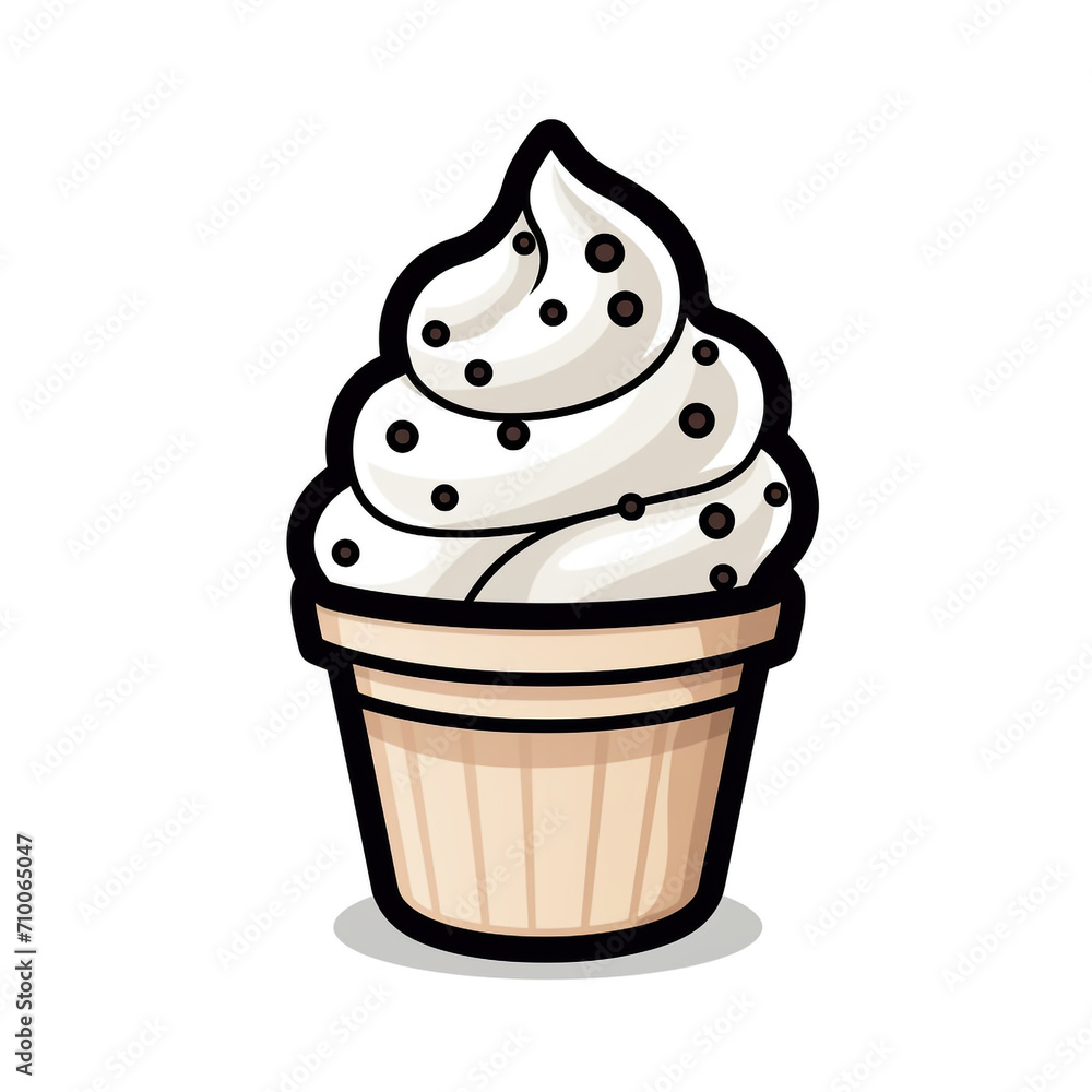 A Cup ice cream Sticker Clipart on a White Background created with Generative Ai A Cup ice cream Sticker Clipart on a White Background created with Generative Ai