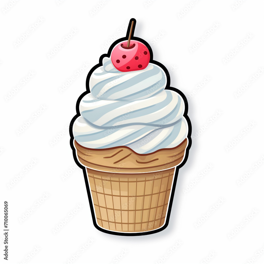 A Cup ice cream Sticker Clipart on a White Background created with Generative Ai A Cup ice cream Sticker Clipart on a White Background created with Generative Ai