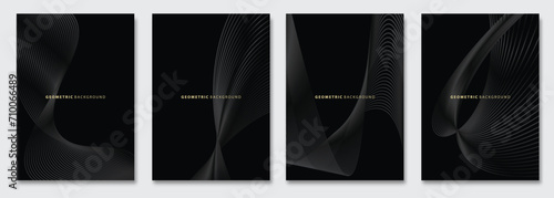 Vector abstract background, creative subtle surface patterns, geometric gradient texture. Deluxe Minimal pattern design. Dark colors. Modern Cover templates set