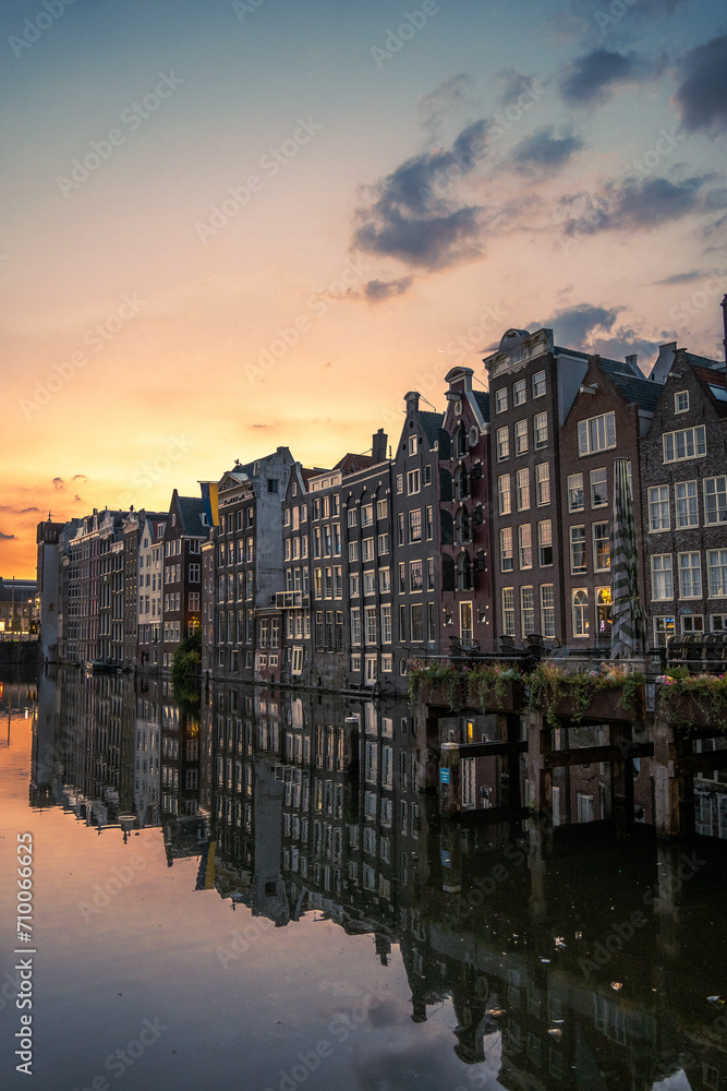 Amsterdam sunrise over the city