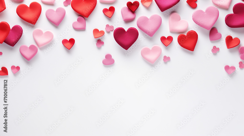 Valentine's day rose pink and red gradient hearts set isolated on white background.Generative AI Valentine's day rose pink and red gradient hearts set isolated on white background.Generative AI