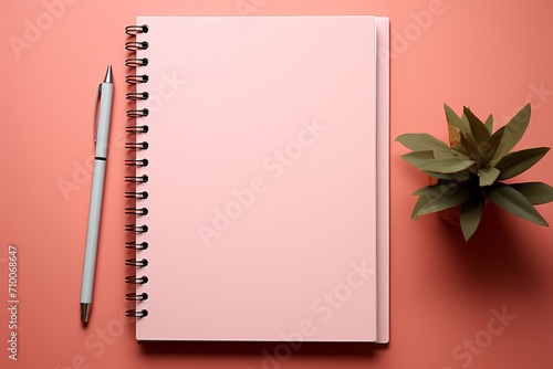 Clear top view capturing the grace of school folders and highlighters on a muted pink background