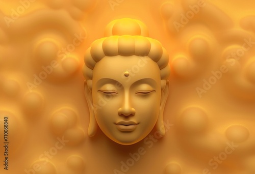 buddha in meditation on cloudy and beautiful