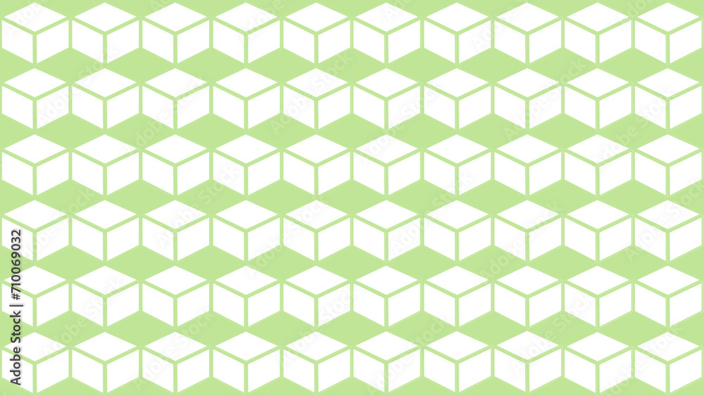 Green background with rhombus and cubes Green background with rhombus and cubes
