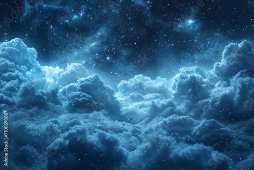 Celestial Night Sky with Clouds and Stars Background