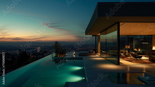 Luxury magnificent villa with a pool overlooking Los Angeles.