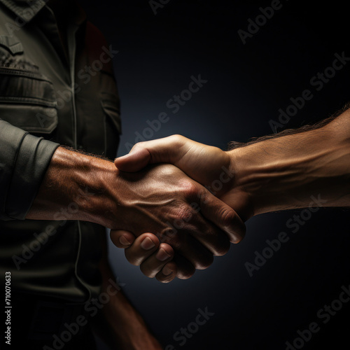 A firm handshake between two partners, generative AI