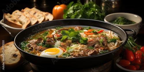 Sopa Criolla Symphony - Peruvian Noodle Soup, a Culinary Harmony of Hearty Broth, Noodles, and Flavors,