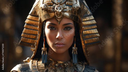 Cleopatra, the queen of ancient Egypt, in golden attire, generative AI