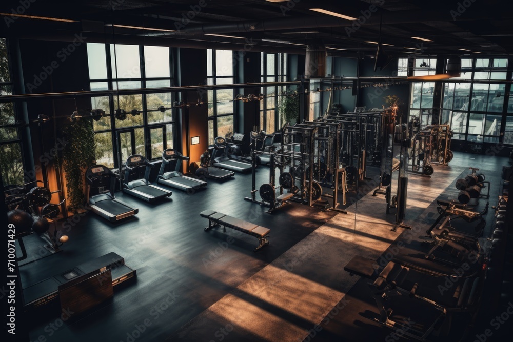 Interior of modern empty gym Interior of modern empty gym