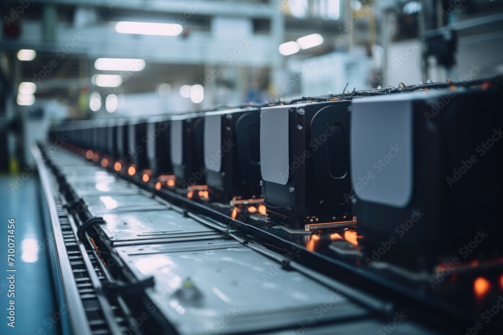 Automated production line of advanced battery packs in technology factory