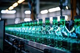Bottling Plant Production Line with Green Glass Bottles