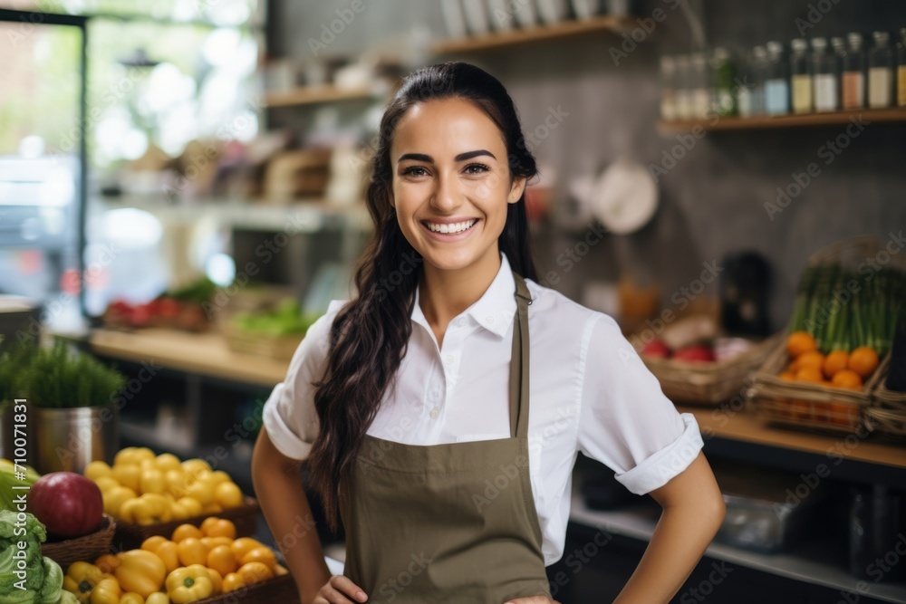 Portrait of a young woman working in healthy food store Portrait of a young woman working in healthy food store