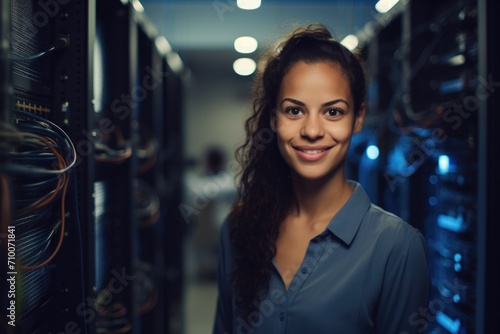 Portrait of a professional woman in server room data center