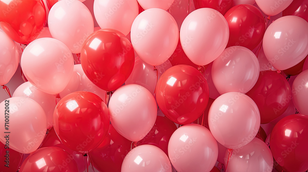 conjunto de globos rojos y rosas, concepto san valentín conjunto de globos rojos y rosas, concepto san valentín