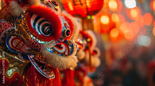 Celebratory Chinese New Year Lion Dance Performance