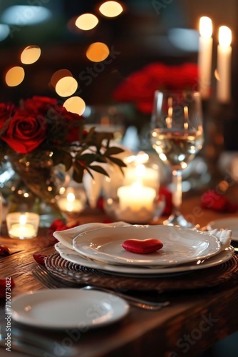 Candlelit Dinner with Roses, Hearts, and Soft Textures