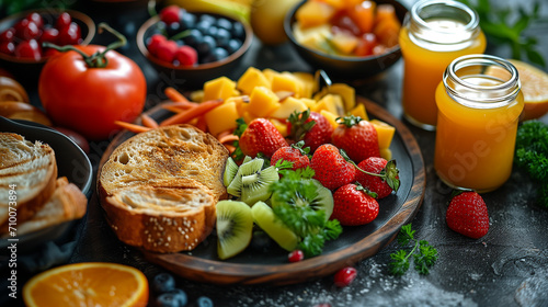 healthy food with fruits on plate

