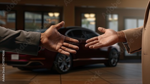 hand on the background of a car, a gesture symbolizing the purchase of a car or the conclusion of a loan agreement © Светлана Канунникова